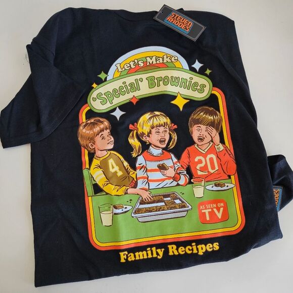 NWT Steven Rhodes | Let's Make Special Brownies Black T-Shirt, Unisex Large - Picture 1 of 5